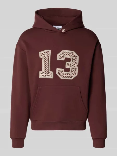 Bluza z kapturem z haftem łańcuszkowym i kieszenią kangurką Review