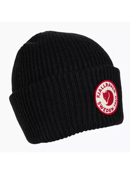 Шапка с логото на Fjällräven black черно