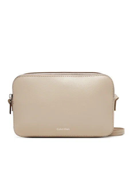 Calvin Klein Дамска чанта Foil Logo Elongated Camera Bag бежов