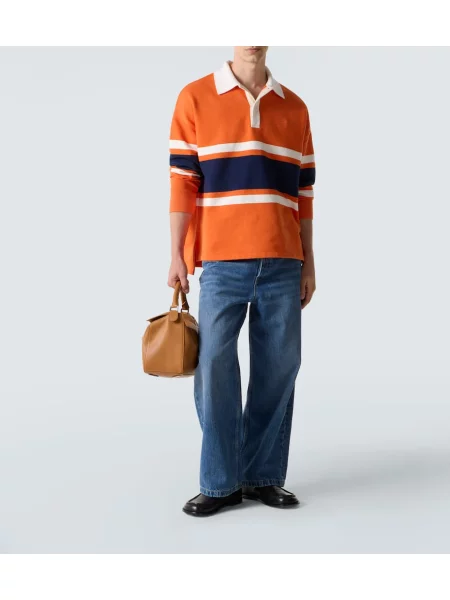 Pulover Loewe din fleece cu dungi portocaliu