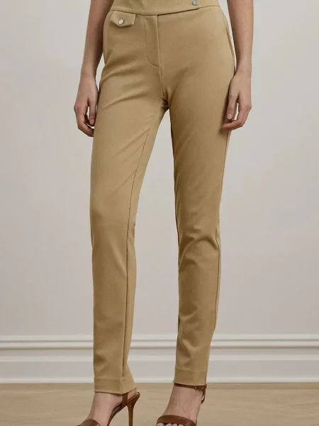 Lauren Ralph Lauren spodnie proste medium waist beżowy