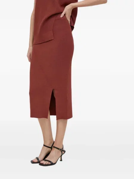 Fustă midi Dkny până la genunchi cu crăpătură roșu