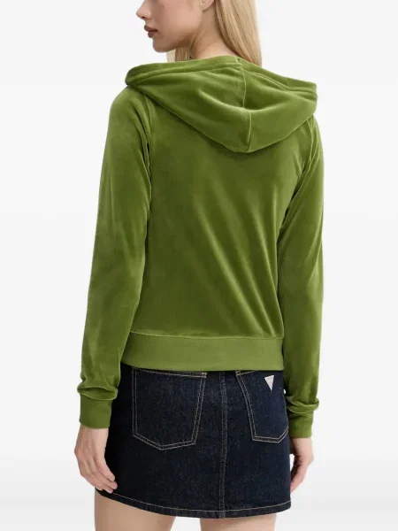 Veliūrinis džemperis su gobtuvu Juicy Couture žalia