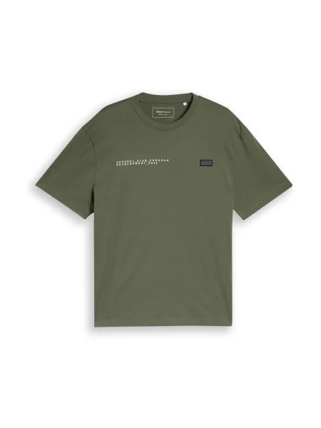 TOM TAILOR DENIM Tricou verde / portocaliu / negru alb