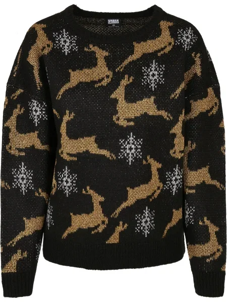 Urban Classics Pulover maro deschis / negru alb