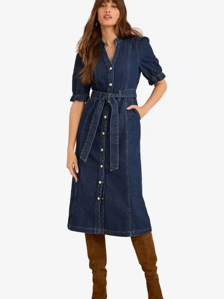 Love & roses Rochie denim albastru