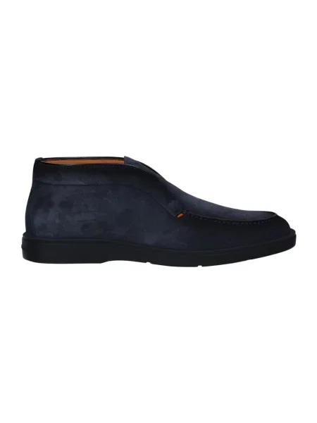 Botki Santoni zamszowe wsuwane casual niebieskie