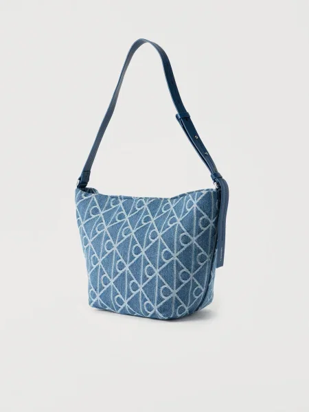 Calvin Klein Geantă de umăr denim / alb albastru