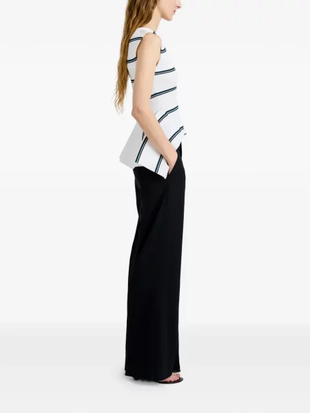 Плетен оребрен топ Proenza Schouler на райета бяло
