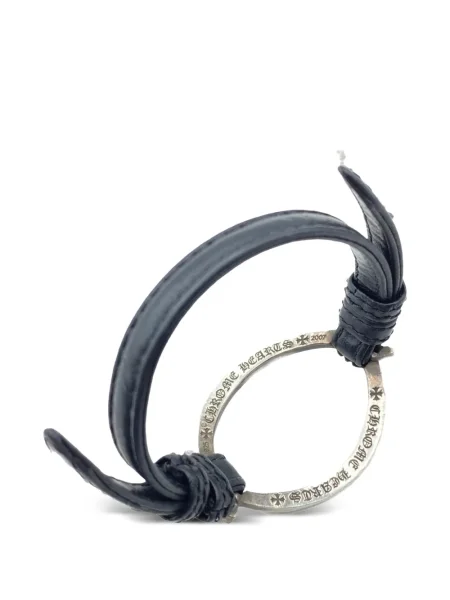 Кожена гривна Chrome Hearts със сърца сребристо