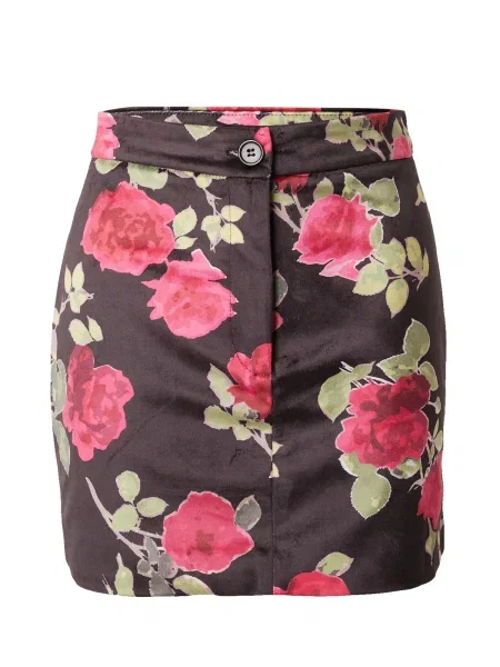 Nasty Gal Sijonas tamsiai ruda / pastelinė / avietinė žalia