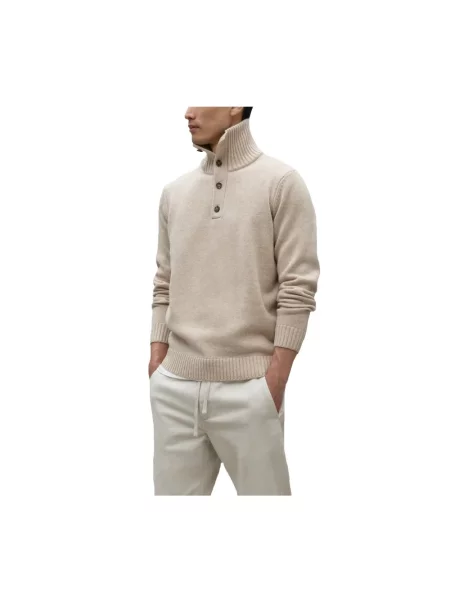 Sweter z golfem Ecoalf klasyczny do golfa beżowy