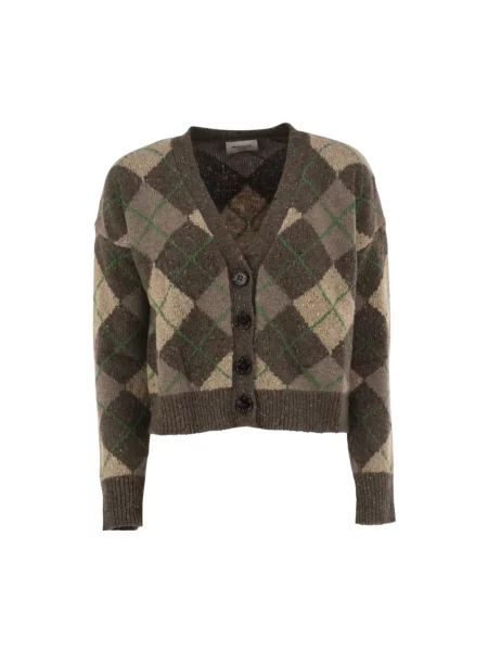 Kardigan Weekend Max Mara wełniany z wzorem argyle