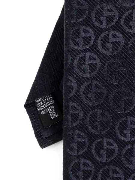 Selyem nyakkendő Giorgio Armani autogrammal kék