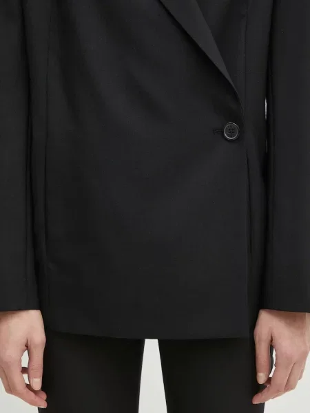 Вовняний піджак Kenzo однобортний однотонний чорний