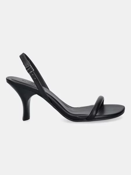 Calvin Klein sandały skórzane SCULPT KITT HEEL STRAPPY LTH czarny