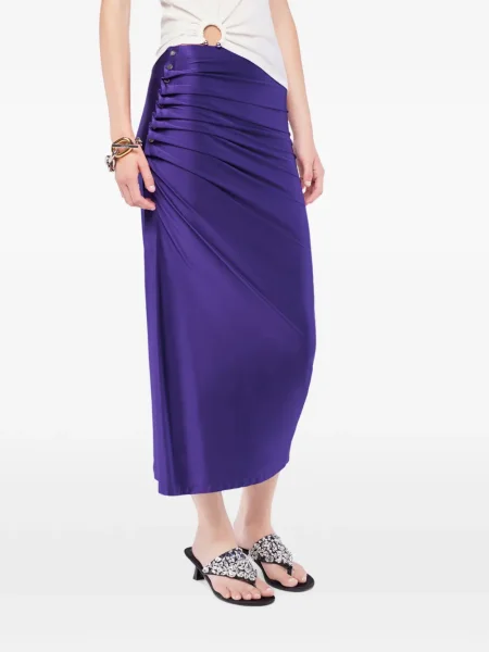 Fustă midi Rabanne drapată până la genunchi violet