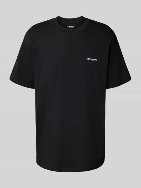 Carhartt Wip Koszulki Mężczyzna L T-shirt z logo z przodu Carhartt Work In Progress czarny