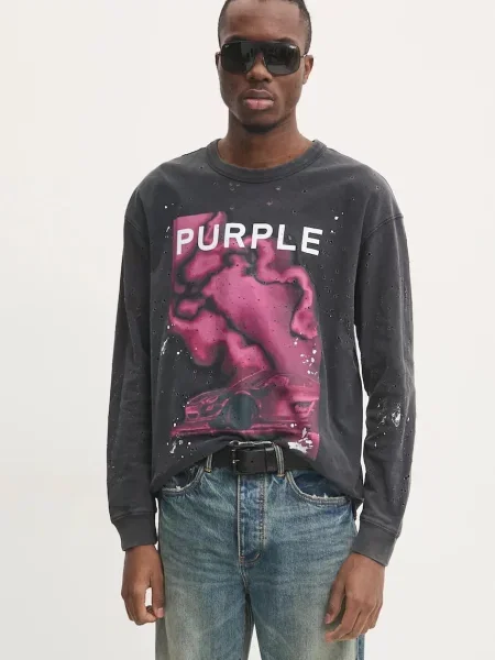 Тениска Purple Brand с принт от джърси сиво