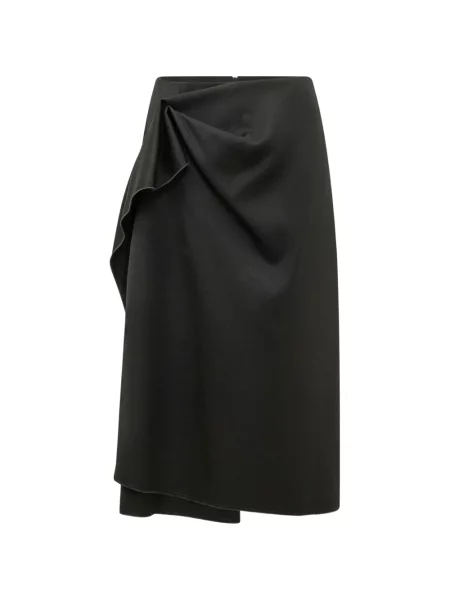 Fustă midi Lanvin de lână drapată negru