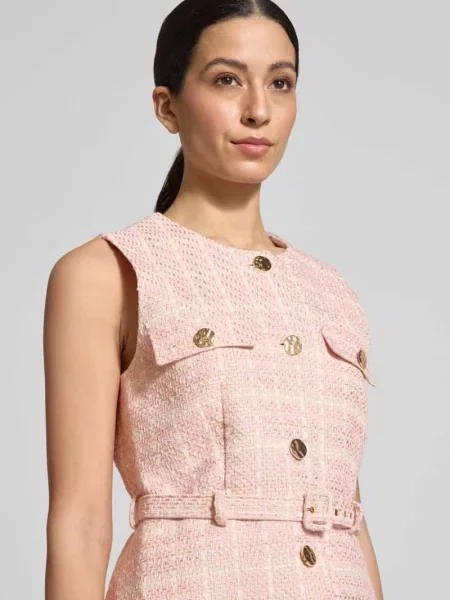 Kamizelka w imitacji bouclé z paskiem Christian Berg Woman Selection różowa
