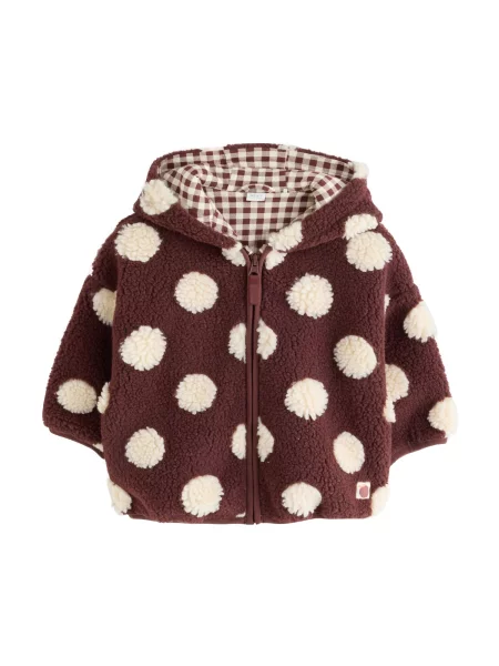 Next Jachetă fleece ecru / închis maro