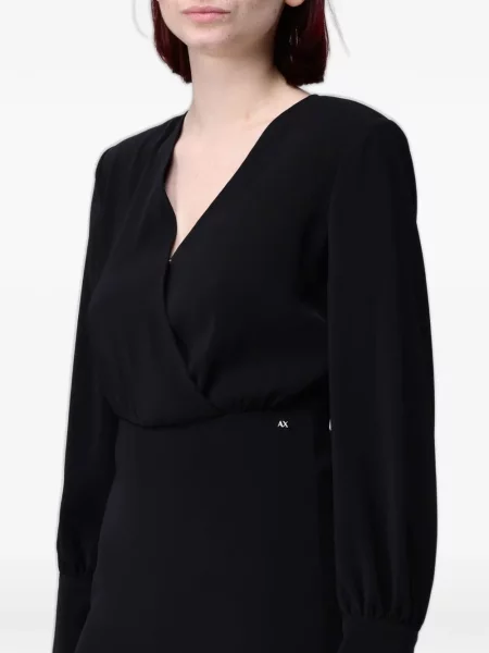 Boríték fazonú hosszú mini ruha Armani Exchange fekete