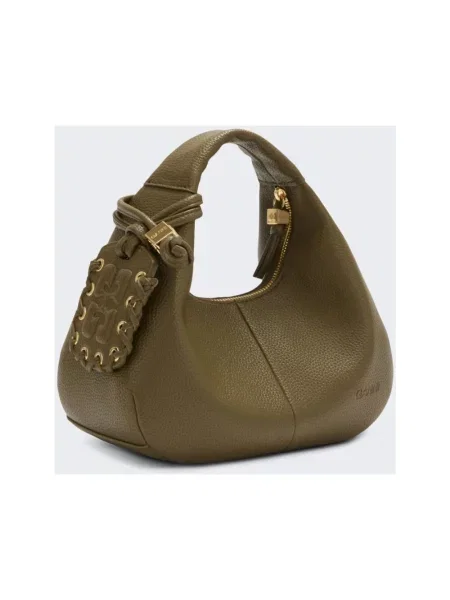 Torebka hobo Ganni skórzana zielona