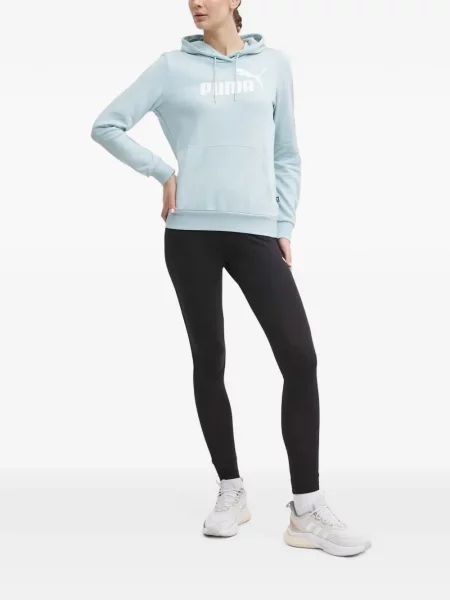 Суичър с качулка Puma с принт с връзки синьо