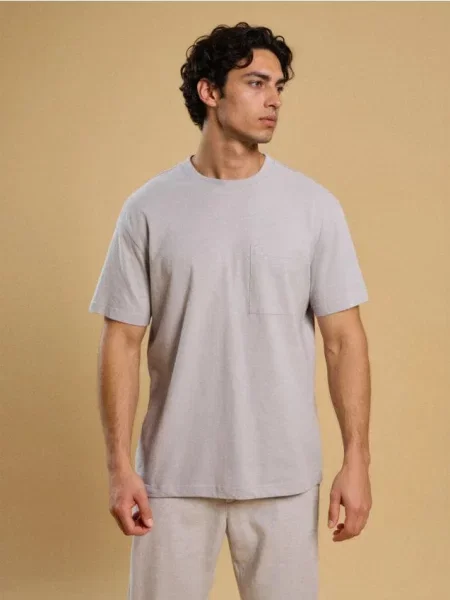 Sinsay Koszulka z domieszką lnu szary