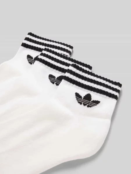 Kostka skarpety Adidas Originals w paski z nadrukiem białe