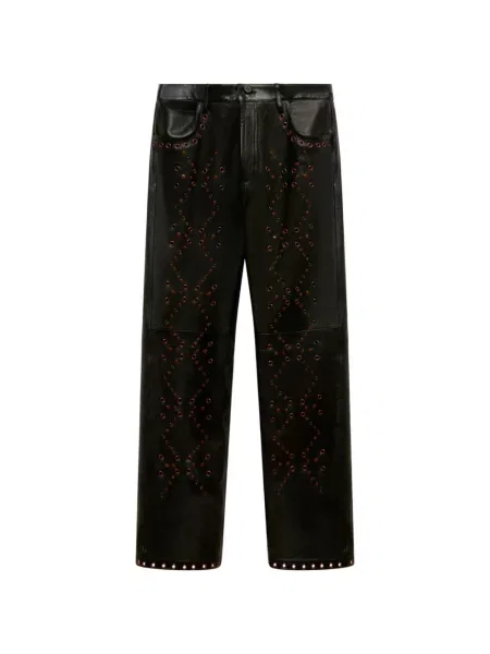 Pantaloni Marni din piele cu tepi negru