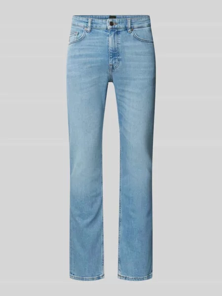 Jeansy o kroju slim fit z detalem z logo model ‘DELAWARE’ Boss Orange niebieskie