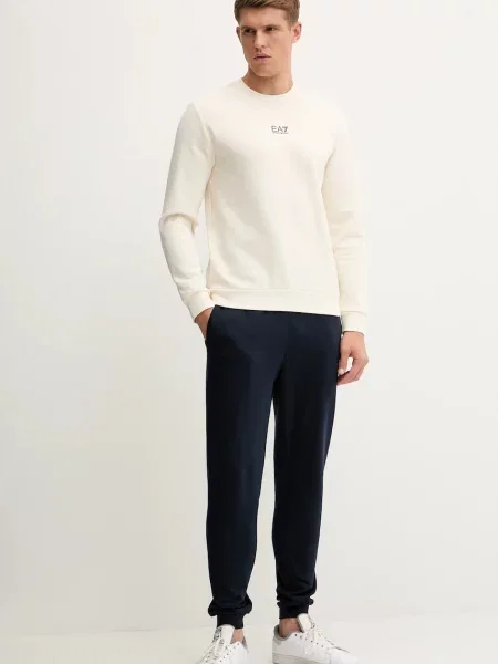 Emporio Armani pulover z bombažem bež