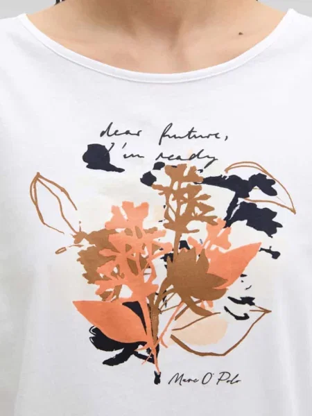 T-shirt o kroju loose fit z czystej bawełny Marc O'polo biała