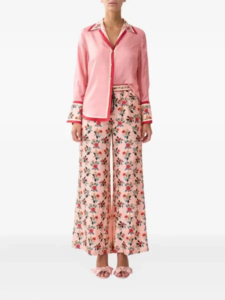 Pantaloni Camilla cu model floral cu imagine roz