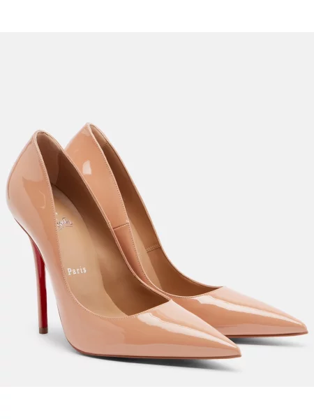 Pantofi cu toc Christian Louboutin din piele de lac bej