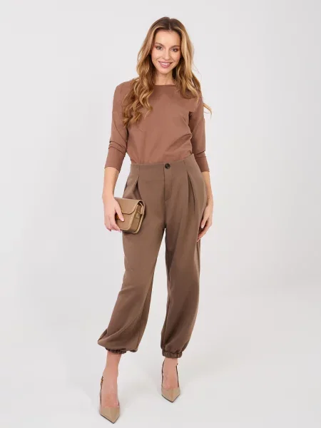 Плисирани панталон Italy Moda кафяво