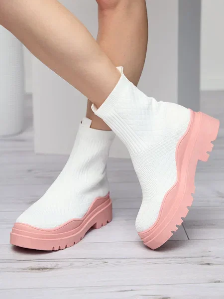 Botine Resti fără toc alb