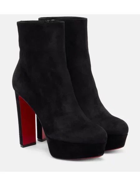 Cizme scurte Christian Louboutin din piele de căprioară negru