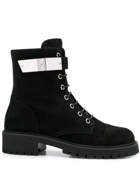 Botine Giuseppe Zanotti cu șireturi din piele de căprioară negru
