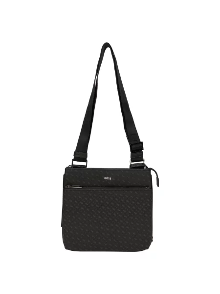 Torba Boss skórzana z logo czarna