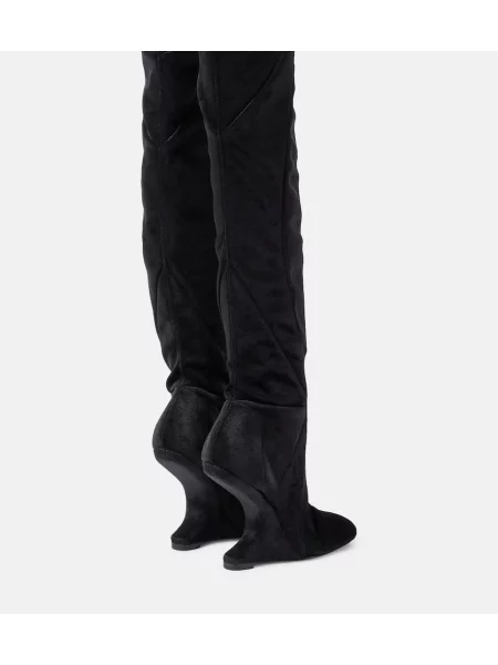 Zamatové čižmy Rick Owens čierna