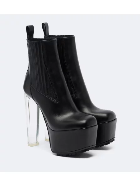 Cizme scurte Rick Owens din piele cu platformă negru