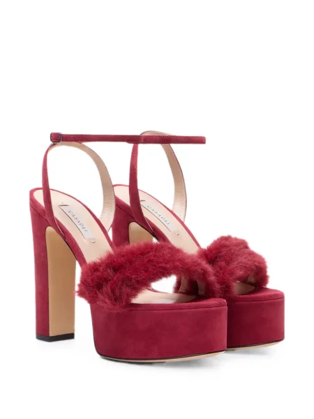 Pantofi cu toc Casadei din piele de căprioară cu platformă roșu