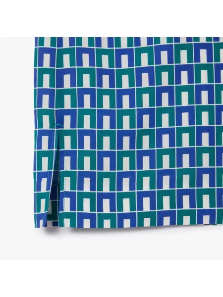 Lacoste Sukienka Monogram Na Ramiączkach Straight Fit zielona