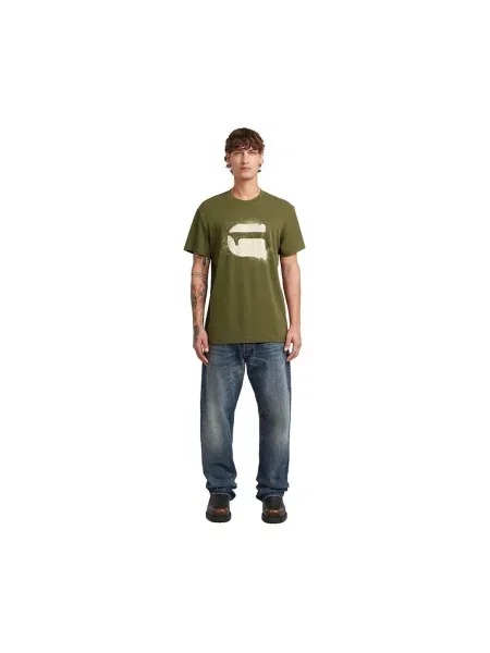 Majica G-star Raw s autogramom zelena
