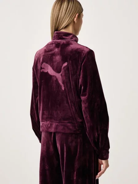 Puma bluza rozpinana welurowa Essentials Elevated