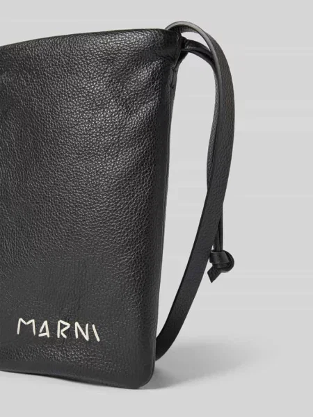 Torba z paskiem i wyhaftowanym logo Marni czarna