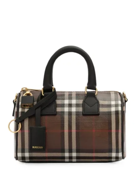 Geantă Burberry în carouri maro